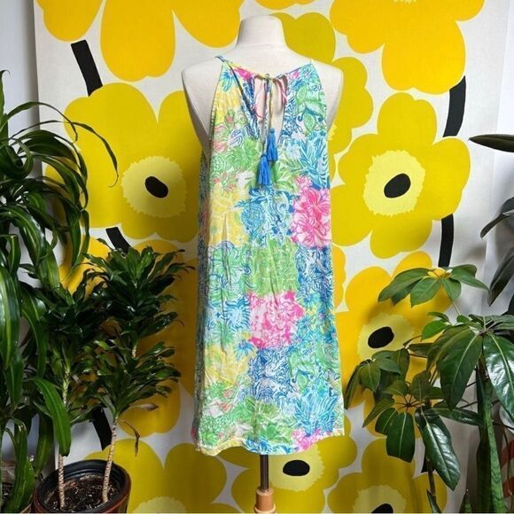 Gorgeous Neon Rainbow Lilly Pulitzer Margot Cheek To Cheek Print Dress - Picture 4 of 6